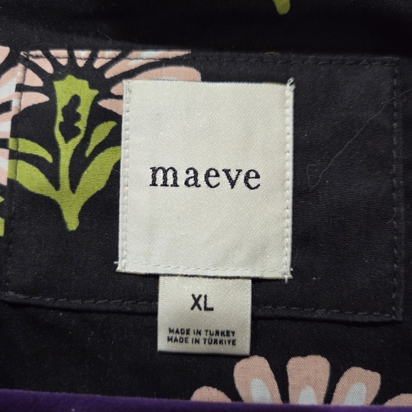 Anthropologie Maeve Black Midi Dress with Pink & Green Floral Print - Size XL - Picture 7 of 9